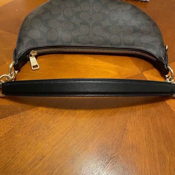 Coach Payton Hobo Handbag In Signature Coated Canvas Brown/Black - Picture 8 of 12